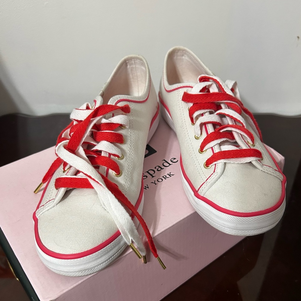 Kate Spade White and Pink Keds Size 7.5
